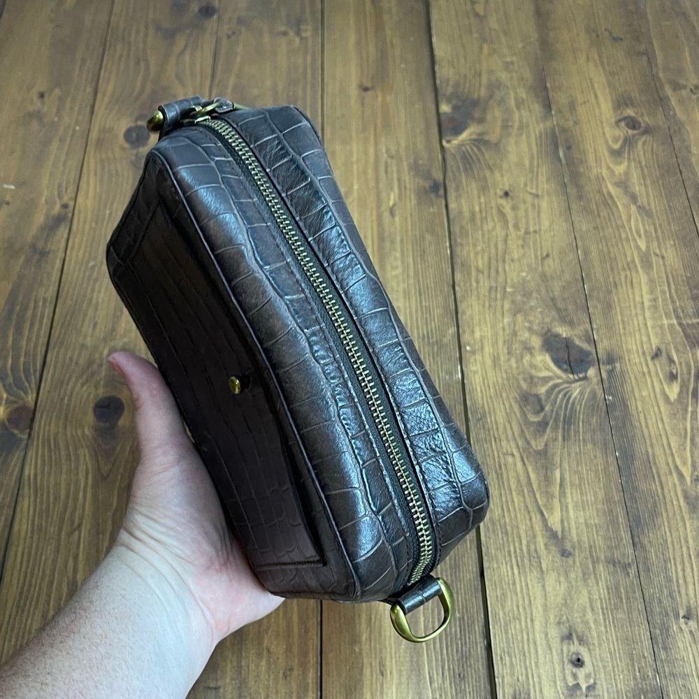 Madewell transport camera bag brown croc embossed leather **NO STRAPS** - Picture 5 of 12